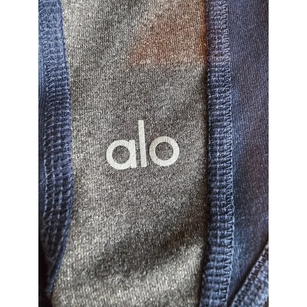 ALO Yoga Epic Leggings Women M Rich Navy Gray Mesh Panel 26 Inseam